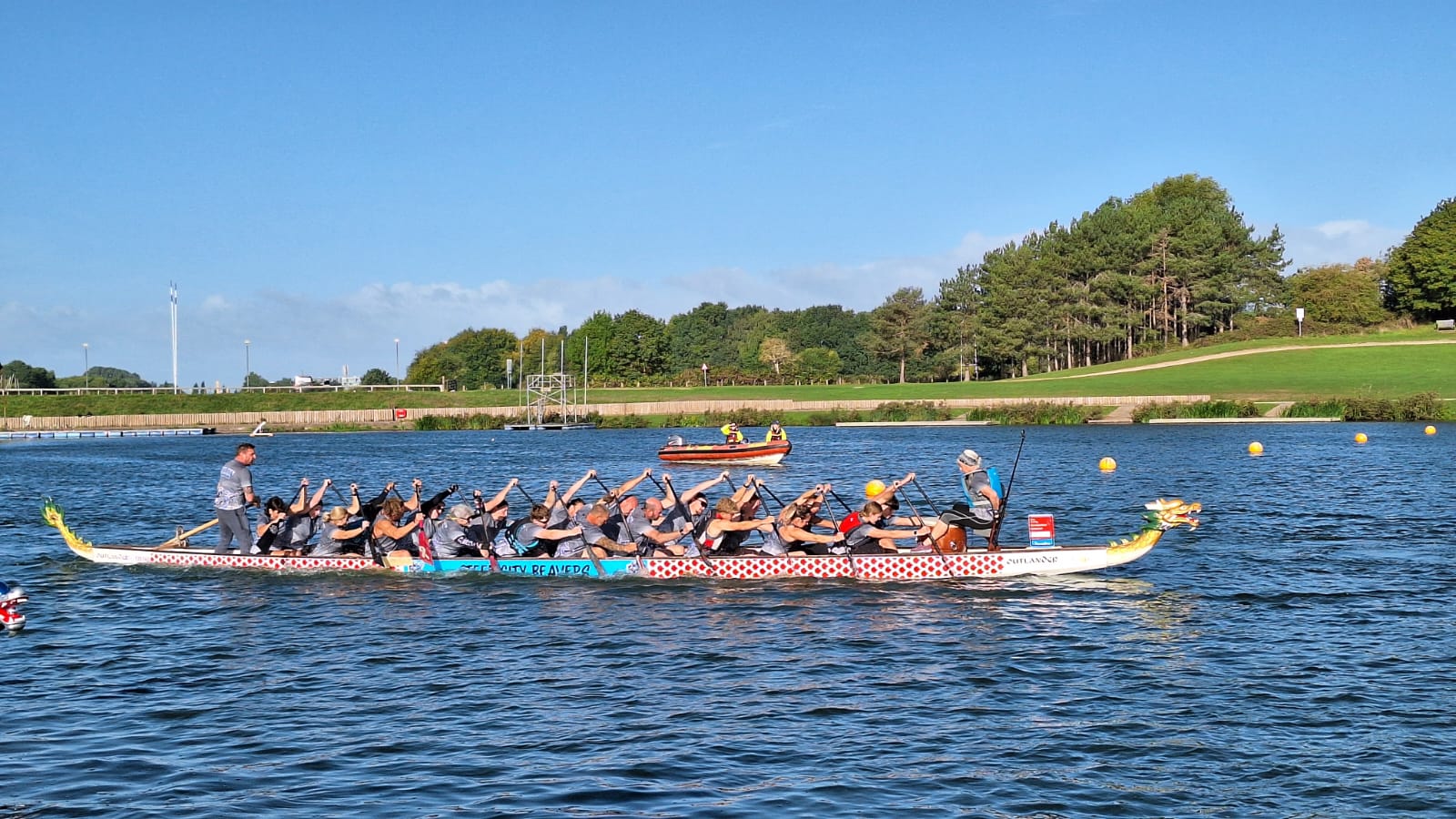 Steel City Beavers paddling across the race lake